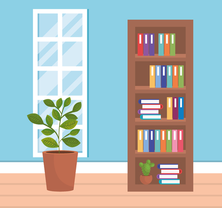 home place with books case scene vector illustration designのイラスト素材