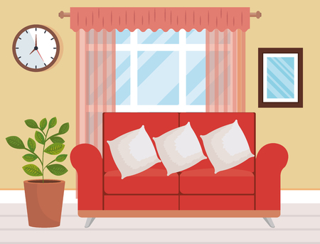 living room place with sofa vector illustration designのイラスト素材