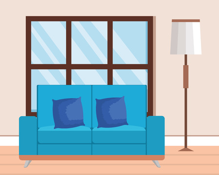 living room place with sofa vector illustration designのイラスト素材