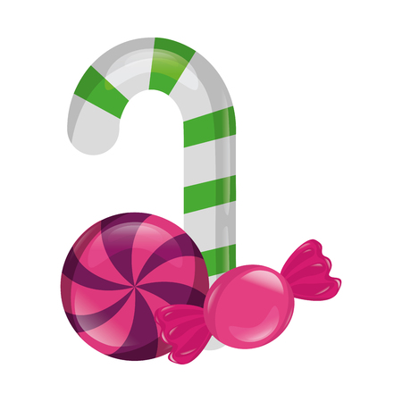 sweet candy cane mint bonbon vector illustrationのイラスト素材