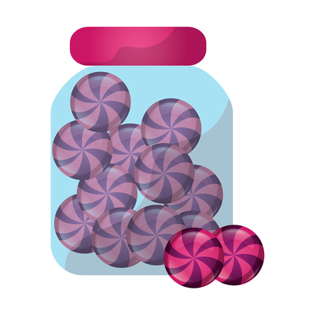 glass jar with sweet candies vector illustrationのイラスト素材