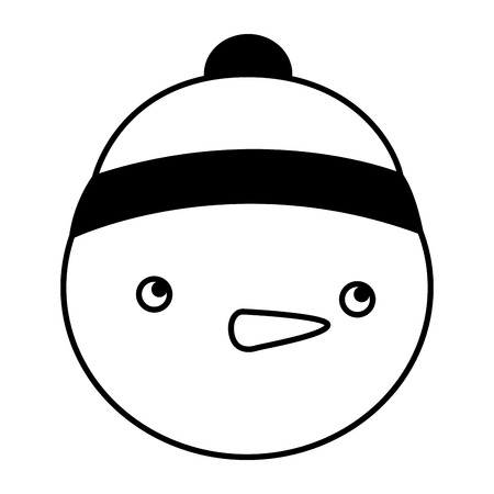 merry christmas snowman looking other side using hat vector illustrationのイラスト素材