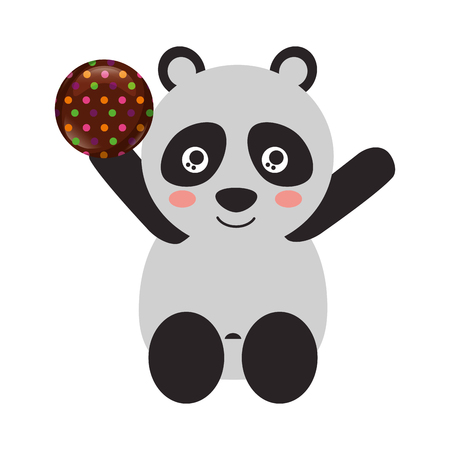 cute panda with sweet candy chocolate vector illustrationのイラスト素材