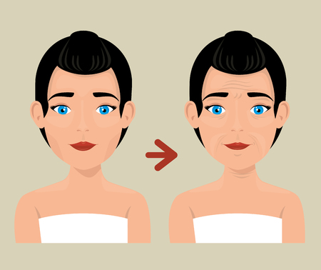 woman before and after skin treatment vector illustration designのイラスト素材