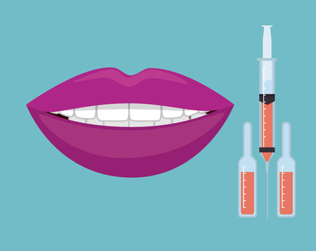 woman lips with facial injections vector illustration designのイラスト素材
