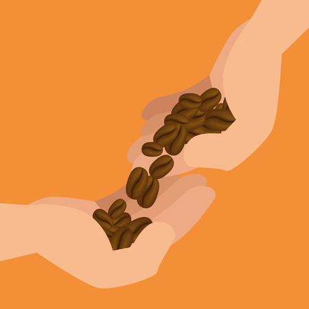 hands with coffee grains vector illustration designのイラスト素材