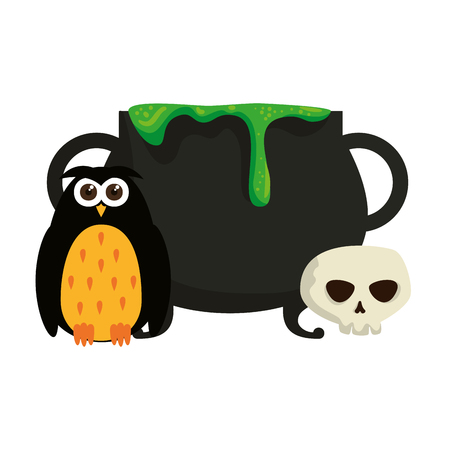 happy halloween owl icon vector illustration designのイラスト素材