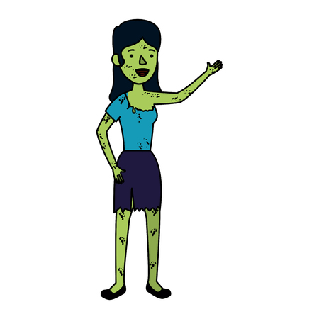 female sombie halloween costume character vector illustration designのイラスト素材
