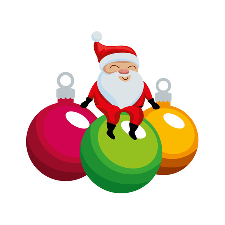 merry christmas balls with santa claus vector illustration designのイラスト素材