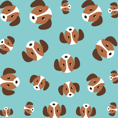 cute little dogs heads pattern vector illustration designのイラスト素材