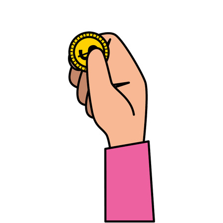 hand with coin money vector illustration designのイラスト素材