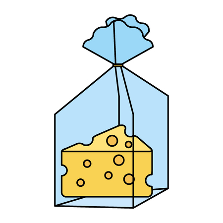 cheese piece in plastic bag vector illustration designのイラスト素材