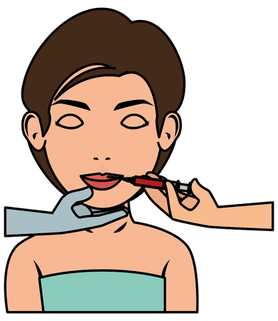 woman in towel injecting  vector illustration designのイラスト素材