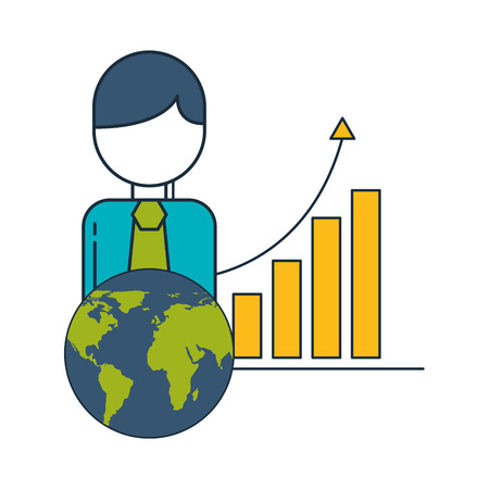 business character world chart diagram vector illustrationのイラスト素材
