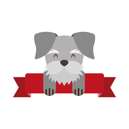 cute mascot dog domestic ribbon vector illustrationのイラスト素材