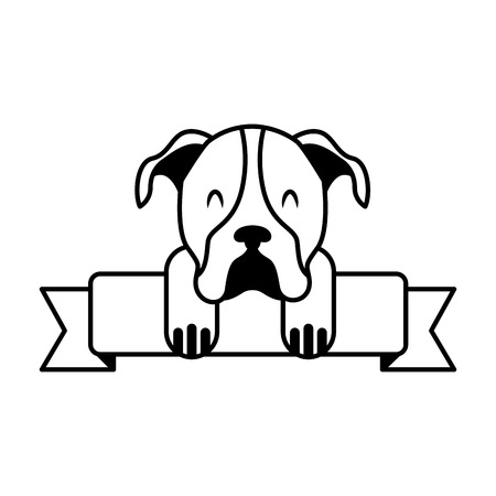 cute mascot dog domestic ribbon vector illustrationのイラスト素材