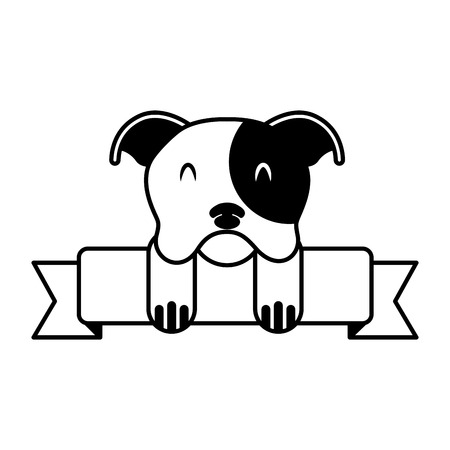 cute mascot dog domestic ribbon vector illustrationのイラスト素材