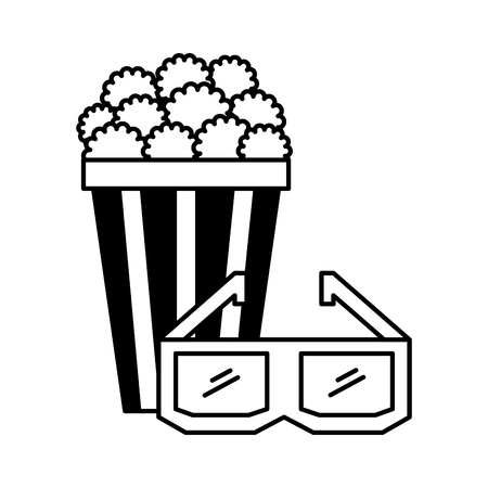 popcorn and 3d glasses cinema movie vector illustrationのイラスト素材