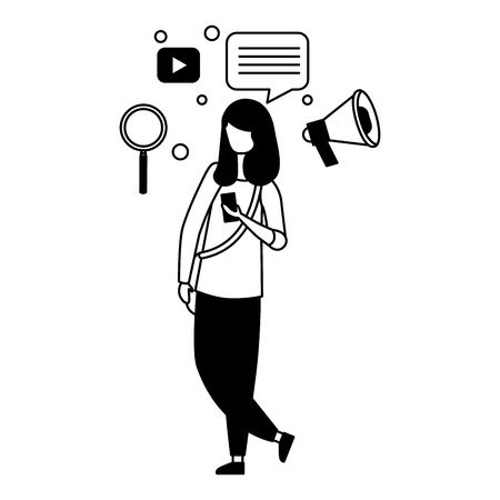 young woman character social media vector illustrationのイラスト素材
