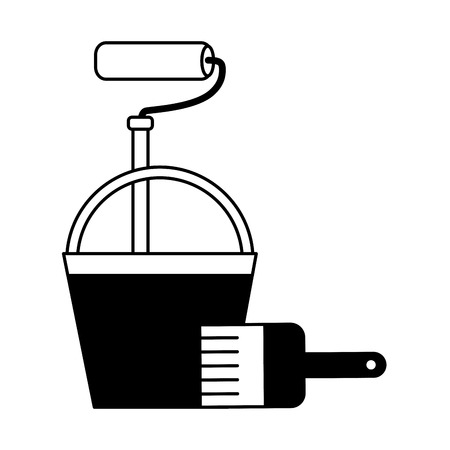 construction repair bucket roller paint and brush vector illustrationのイラスト素材
