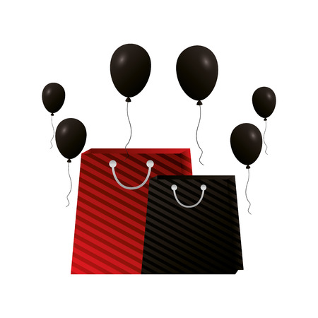 shopping online paper bags and balloons vector illustrationのイラスト素材