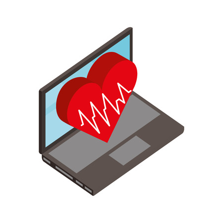 laptop heartbeat cardiology medical healthcare vector illustrationのイラスト素材