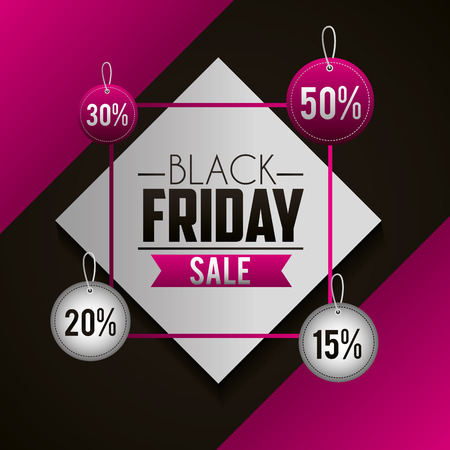 black friday shopping figure frame stickers discount and offers vector illustrationのイラスト素材