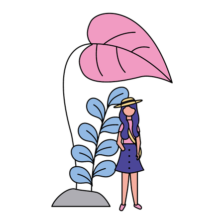 woman natural plant outdoor on white background vector illustrationのイラスト素材