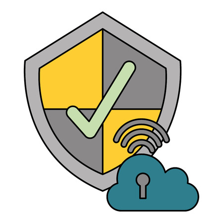 cloud computing shield protection security data technology vector illustrationのイラスト素材