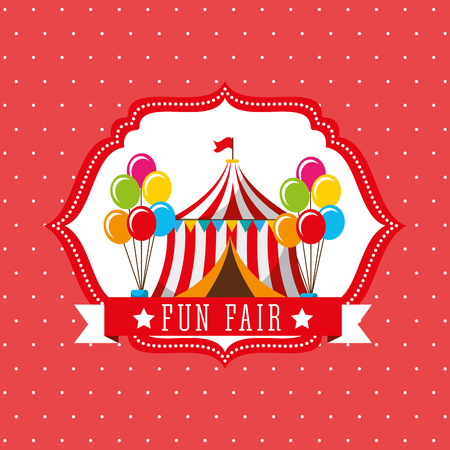 carnival tent balloons fun fair retro label vector illustrationのイラスト素材
