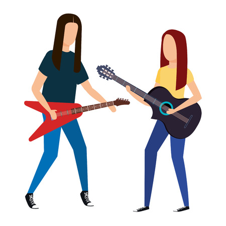 musical duet avatars characters vector illustration designのイラスト素材
