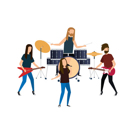 musical band avatars characters vector illustration designのイラスト素材