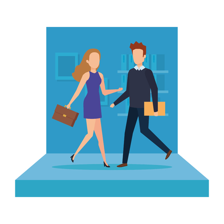 elegant business couple in the workplace vector illustration designのイラスト素材
