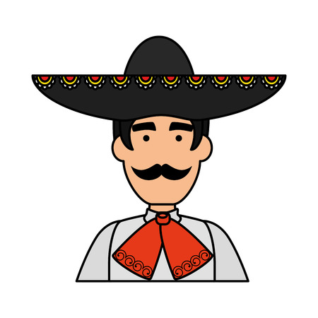traditional mexican mariachi character vector illustration designのイラスト素材