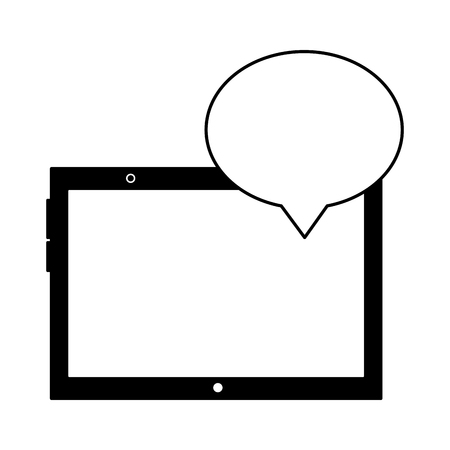 tablet computer gadget speech bubble vector illustrationのイラスト素材