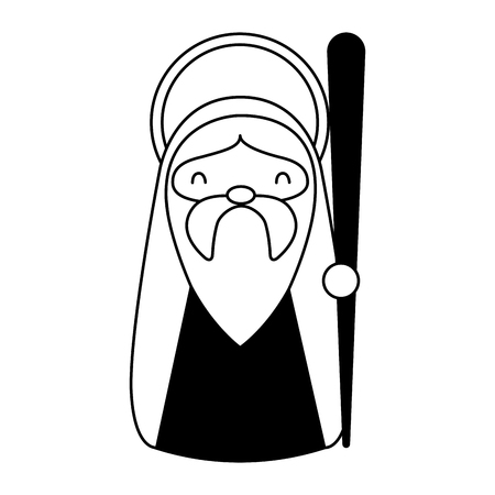 merry christmas joseph holding walking stick vector illustrationのイラスト素材
