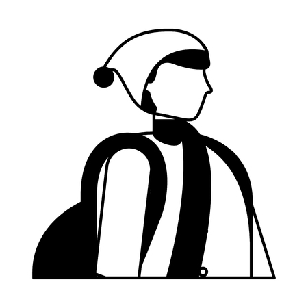 man character wearing winter clothes vector illustrationのイラスト素材