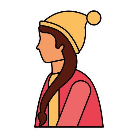 woman side view with winter clothes vector illustrationのイラスト素材