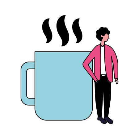 businessman with hot coffee cup vector illustrationのイラスト素材