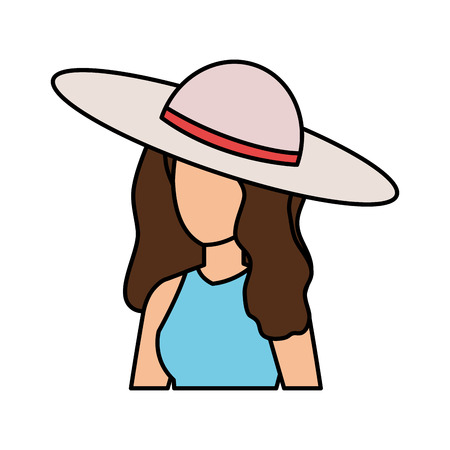 beautiful tourist girl with summer hat character vector illustration designのイラスト素材