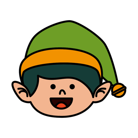 cute head elf christmas character vector illustration designのイラスト素材