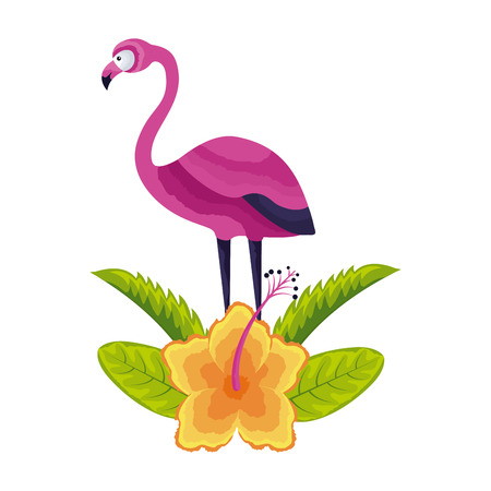 exotic flamingo bird flower tropical vector illustrationのイラスト素材