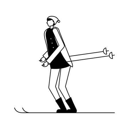 man with ski in the winter season vector illustrationのイラスト素材