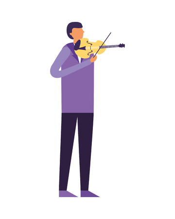 man standing playing violin music vector illustrationのイラスト素材