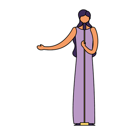 female singer standing with microphone vector illustrationのイラスト素材