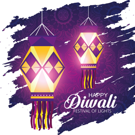 diwali lanterns to hindu lights festival vector illustrationのイラスト素材