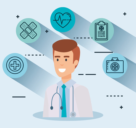 doctor with set icons vector illustration designのイラスト素材