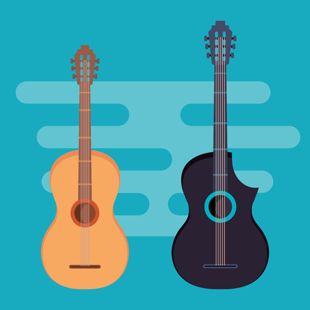 acoustic guitars instruments icons vector illustration designのイラスト素材