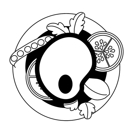 meat tomato vegetables food healthy in dish vector illustrationのイラスト素材