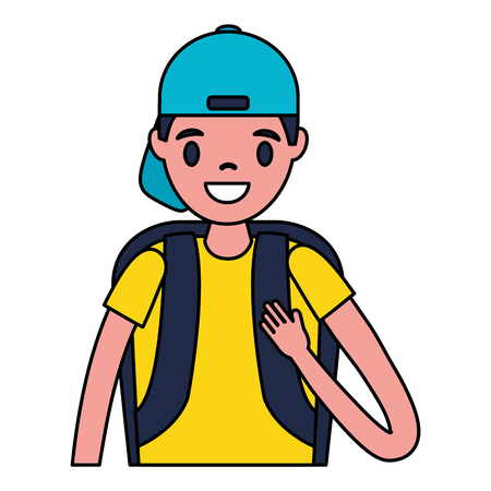 traveler man tourist on white background vector illustrationのイラスト素材